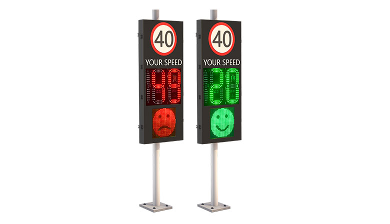 188 Radar Speed Sign with smiley face and crying face
