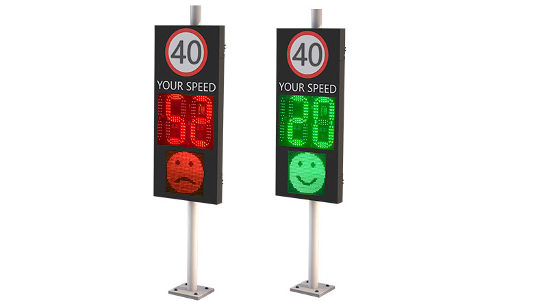  188 Radar Speed Sign with smiley face and crying face