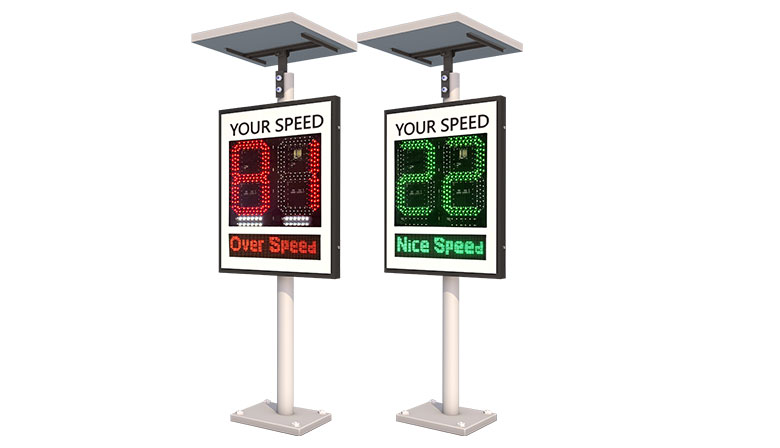 2 digit with white flashing warning radar speed sign