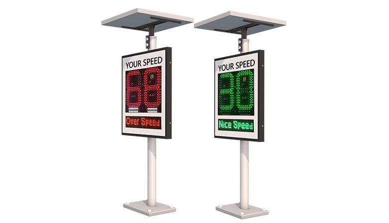 2 digit with white flashing warning radar speed sign