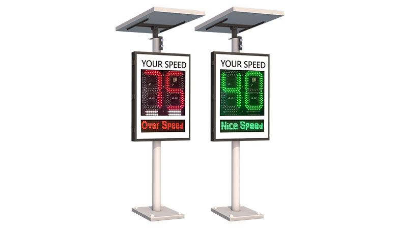 2 digit with white flashing warning radar speed sign