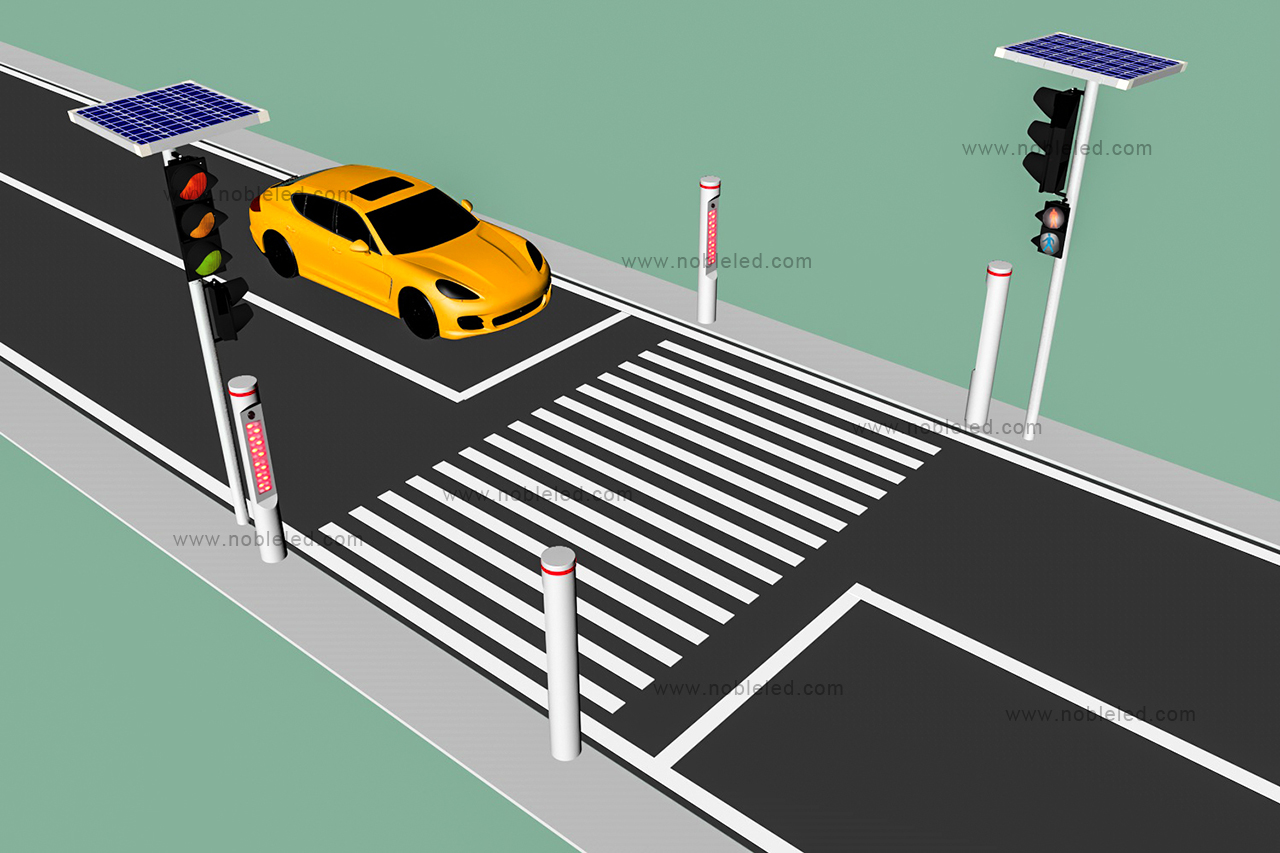 pedestrian crossing warning led post light