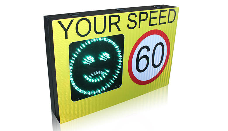 smiley face LPR radar speed sign