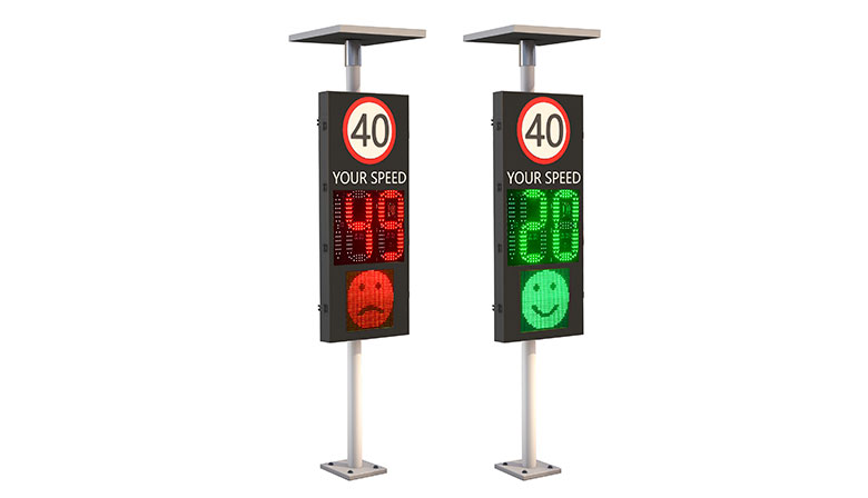 Solar 188 Radar Speed Sign with smiley face and crying face