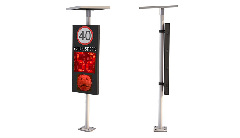 solar 2 and half digit and face light radar speed limit sign