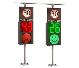 Solar 188 Radar Speed Sign with smiley face and crying face