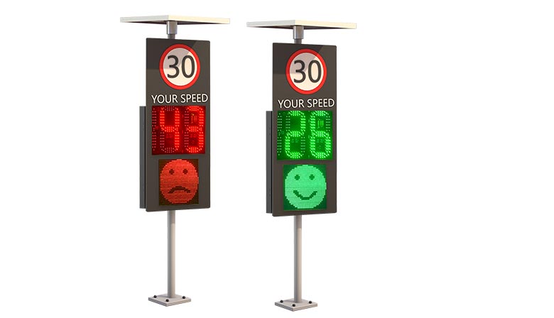 Solar 188 Radar Speed Sign with smiley face and crying face