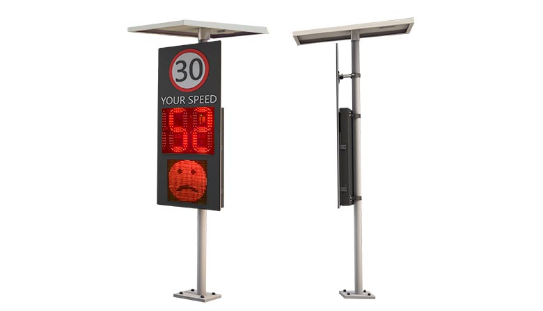 Solar 188 Radar Speed Sign with smiley face and crying face