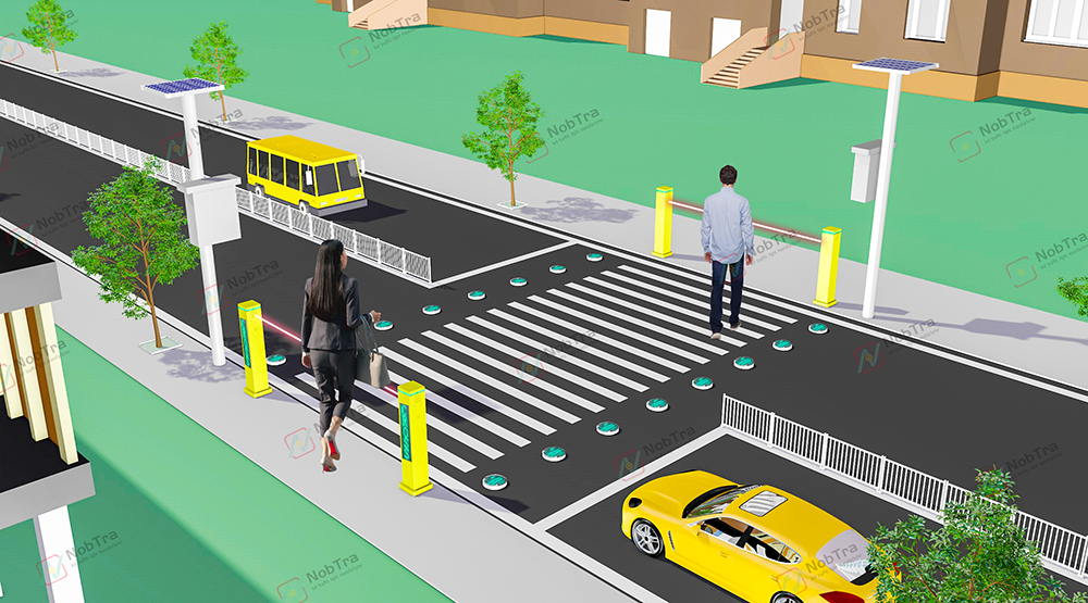 pedestrian crossing warning post light