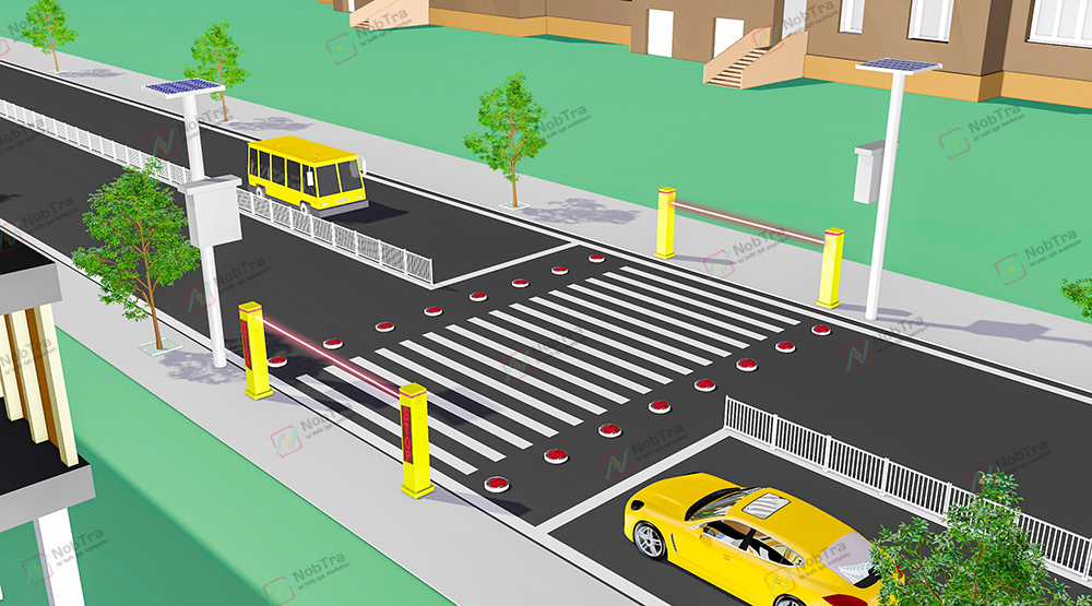 pedestrian crossing warning post light